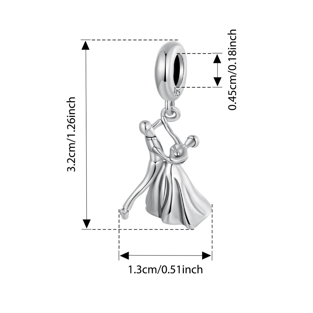 WOSTU 925 Silver Pink Heart Charms Lover Couple Wedding Pendant Opal Beads Fit for Bracelet DIY Valentine Gift
