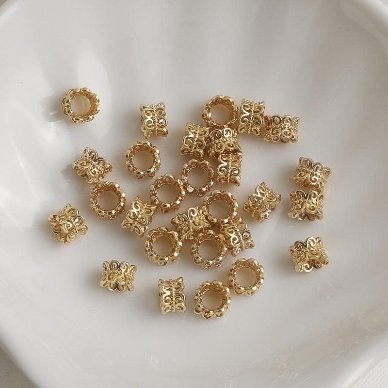 

14K Gold Filled Double Layer Crown Flower Cup Spacer Beads Necklace DIY Jewelry Accessories