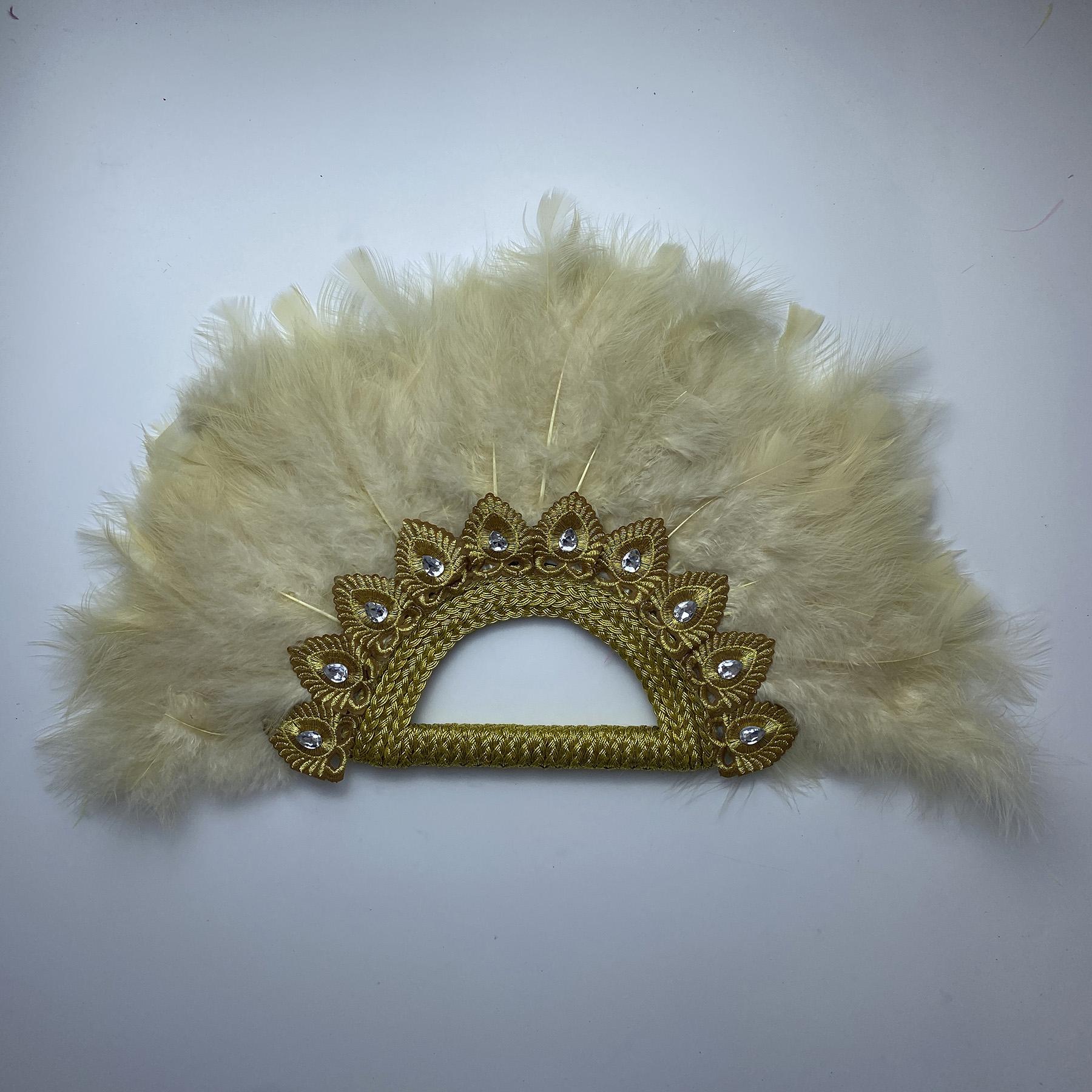 

Big Size African Blue Feather Fan for Ladies, Wedding Feather Fan for Bride, Double Side Feather, Nigerian Stones Dance Handfan 32CMX55CM