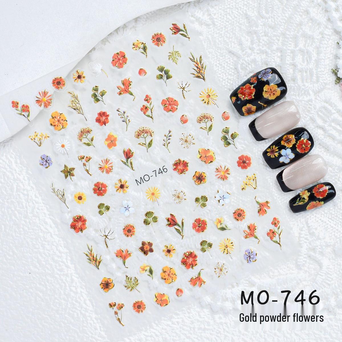 3D Vintage Gold Daisy Nail Art Stickers - Embossed Wildflower Style