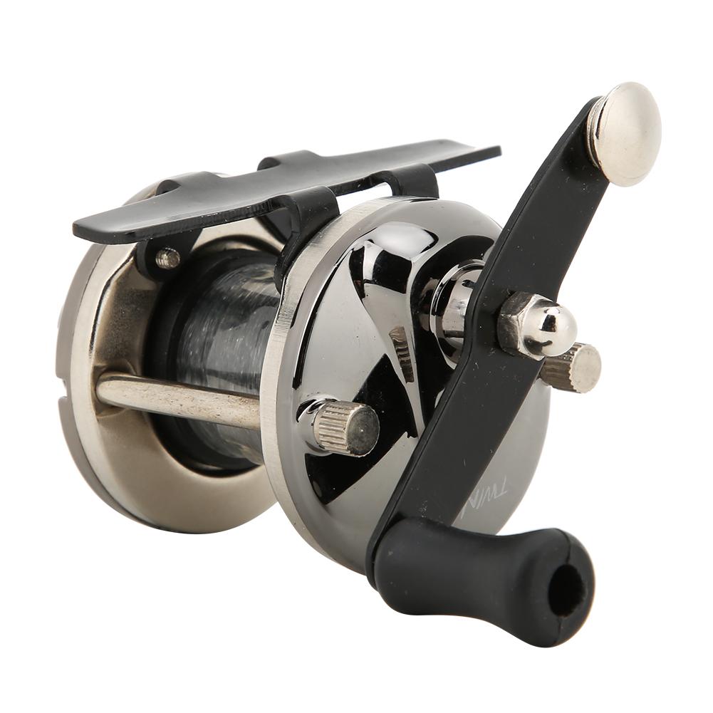 Portable Ice Winter Fishing Reel Small Plate Wheel Lateral Reel with Line Tackleblack