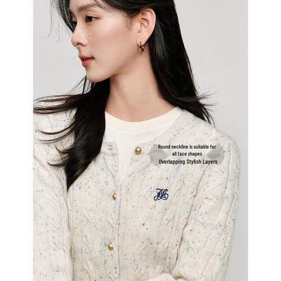 Inman Damen Strickjacke im Old Money Stil mit Zopfmuster