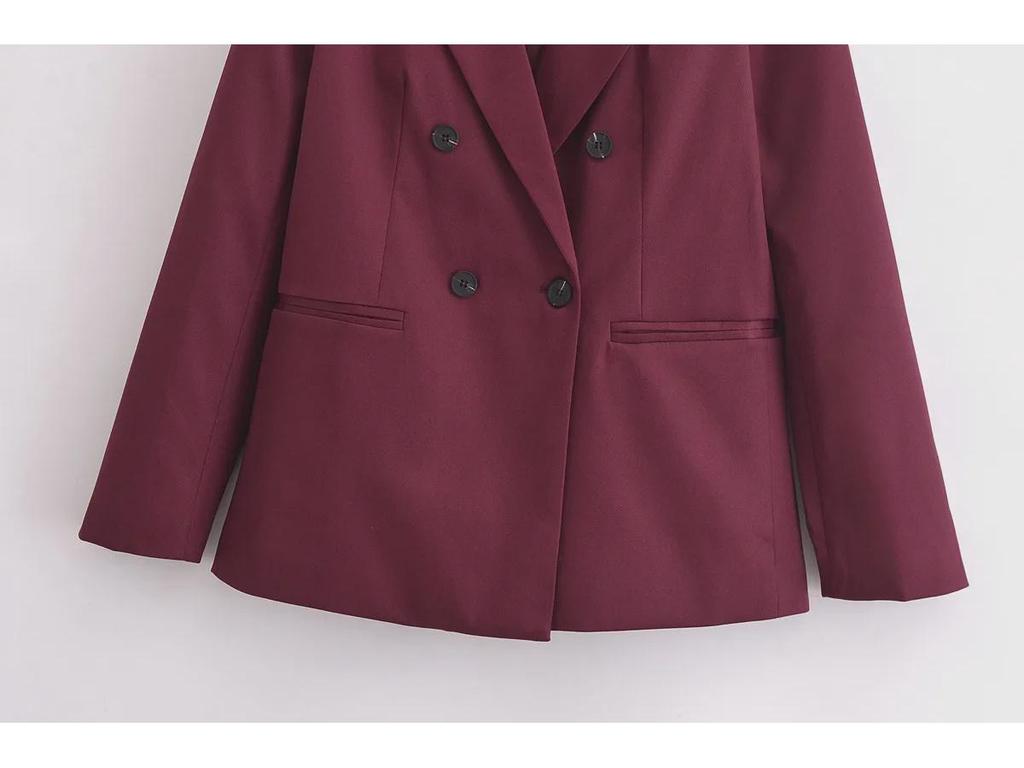 Women's Double-Breasted Blazer & High-Waist Pants Set