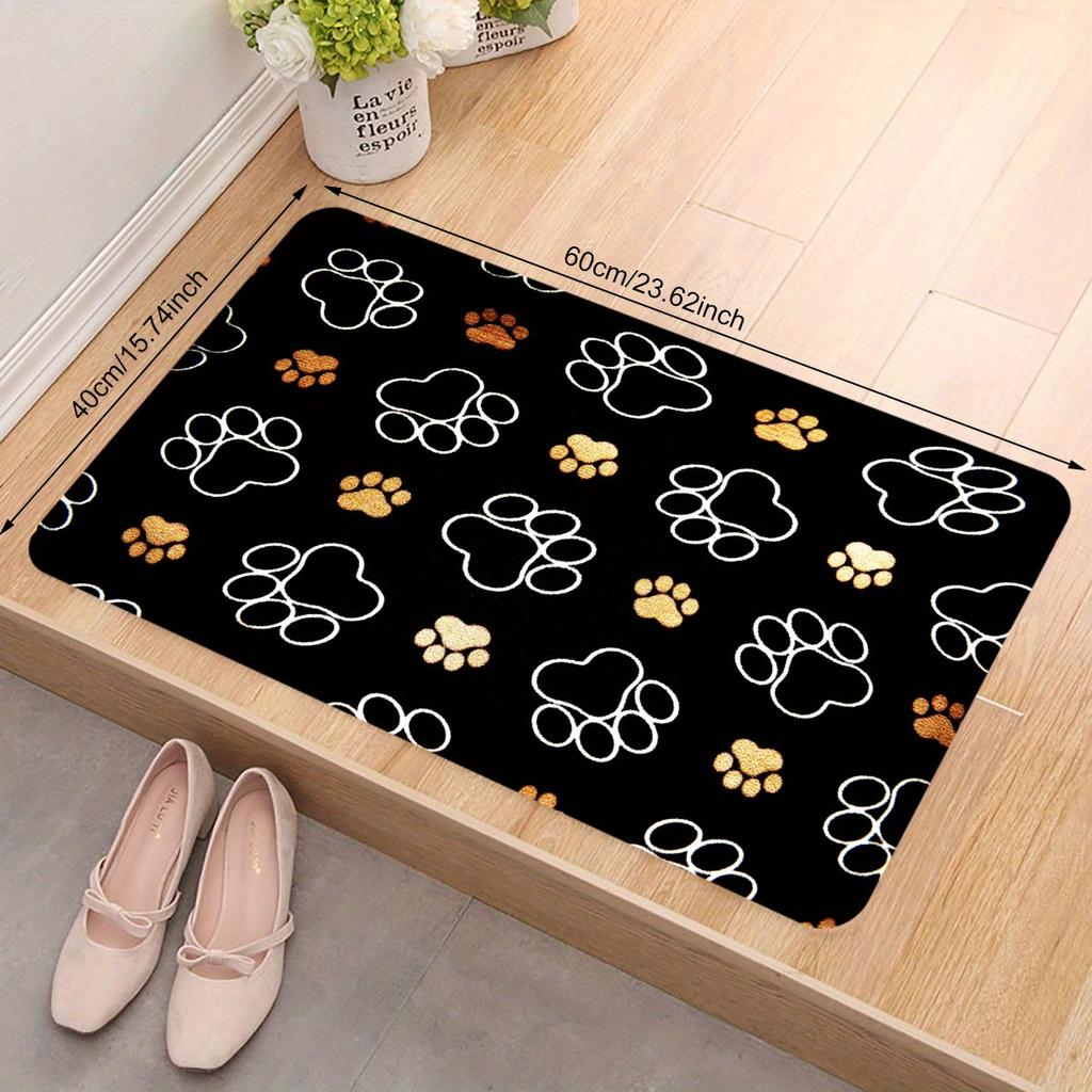 1pc Cute Cat Paw Print Doormat-Soft Flannel Non-slip, Quick Drying Floor Mat for Indoor/Outdoor Use, Great for Entryway, Kitchen
