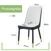 Set of 2 Modern Dining Chairs with PU Leather Backrest in Black-White Combination and Black Metal Legs.