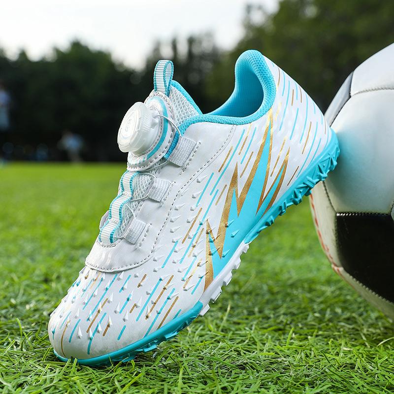 New Spring and Summer Children's Football Shoes Boys Broken Nails TF Teen Girls Elementary School Students Rotating Buttons Grass Training