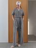 Elssibeui V-Neck Button Jumpsuit_Light Gray