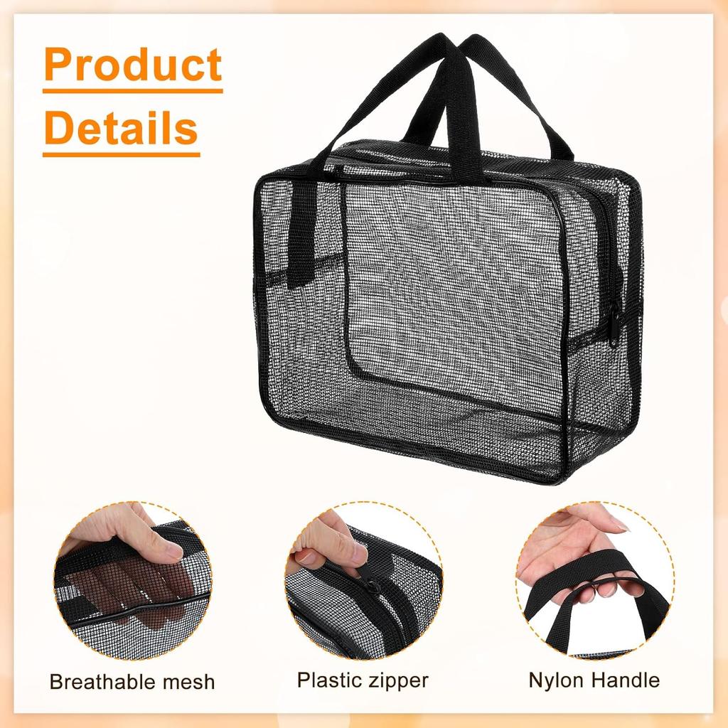 Mesh Shower Caddy Bag, Portable Toiletry Shower Tote Quick Dry Portable Tote Bag Zipper Toiletry Organizer Bags for College Dorm Bathroom Swimming