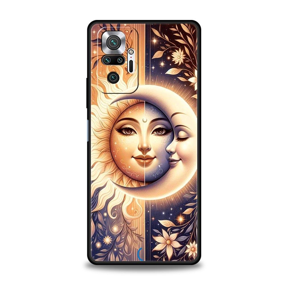 Moon Sun Phone Case For Xiaomi Redmi Note 14 13 5G 10 11 12 Pro Plus 4G 14C 13C 12C 10C Black Cover