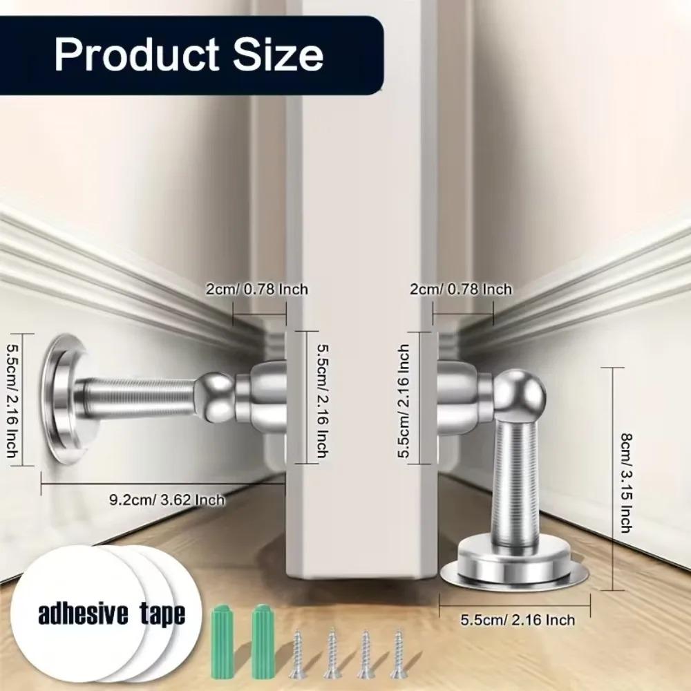 1PC Stainless Steel Magnetic Door Stopper Heavy Duty Floor Wall Mount Door Draft Stopper Hardware Home Improvement Door Holder