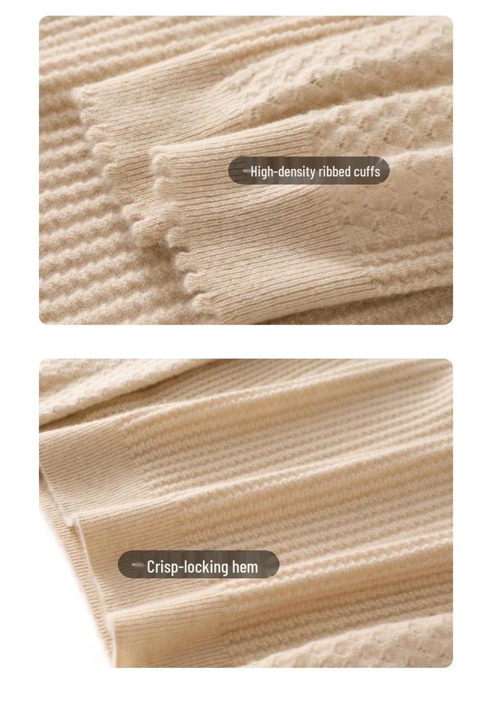 Pure Cashmere 12-Gauge Lace Round Neck Knitted Top