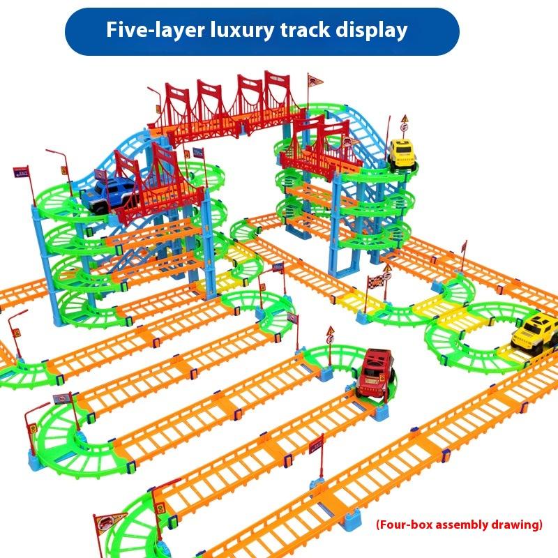 Variety of Track Car Drag Horse Assembly Electric High-speed Track Educational Toys Children's DIY Toys