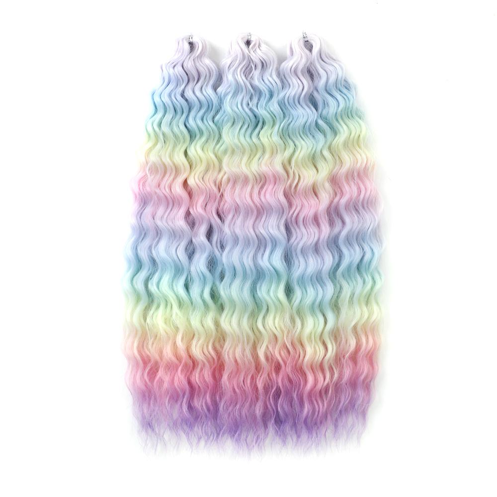 FREEDOM Synthetic Curly Hair 24 Inch Water Wave Twist Crochet Braid Hair Ombre Pink Ginger Deep Wave Braiding Hair Extension