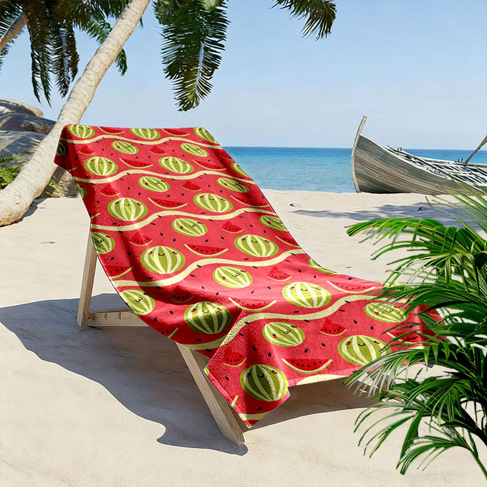 Smiling Watermelon Pattern Towel Beach Towel Quick-drying for Travel Outdoor Sports Jogging Beach and Swimming