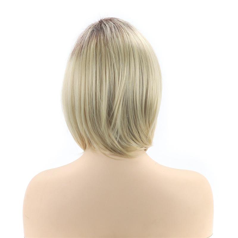 Ombre Blonde Wigs for Women Synthetic Hair 10 Inch Short Bob Wig with Side Bangs Fashion Style Daily Drag Party Costume Cosplay