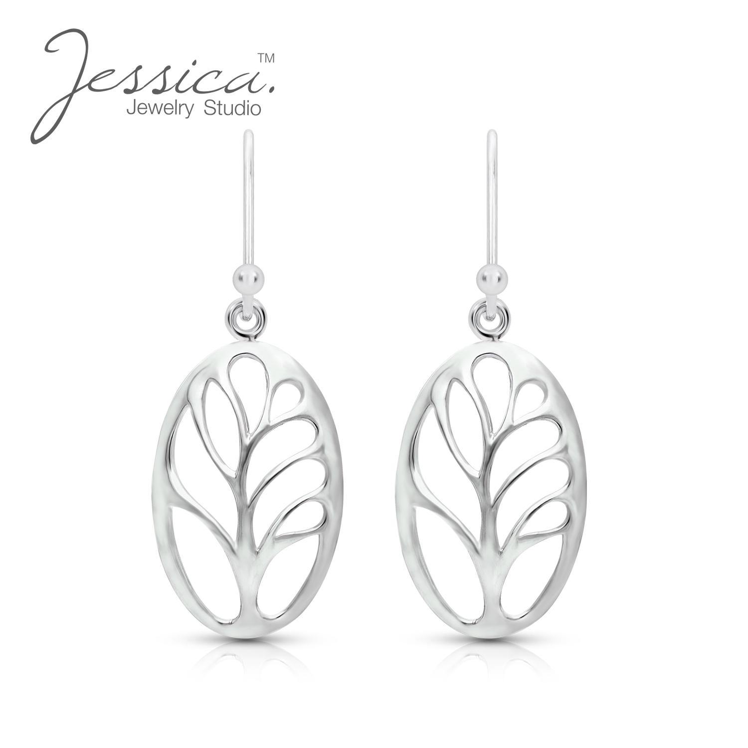 

Женские серьги-крючки с овальными листьями из чистого серебра 925 пробы