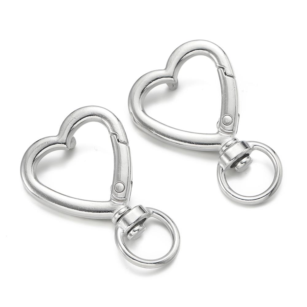 5pcs Swivel Heart Shape Lobster Spring Clasp Keyring Key Ring Dog Chain Snap Clasp for DIY Jewelry Making Accessories