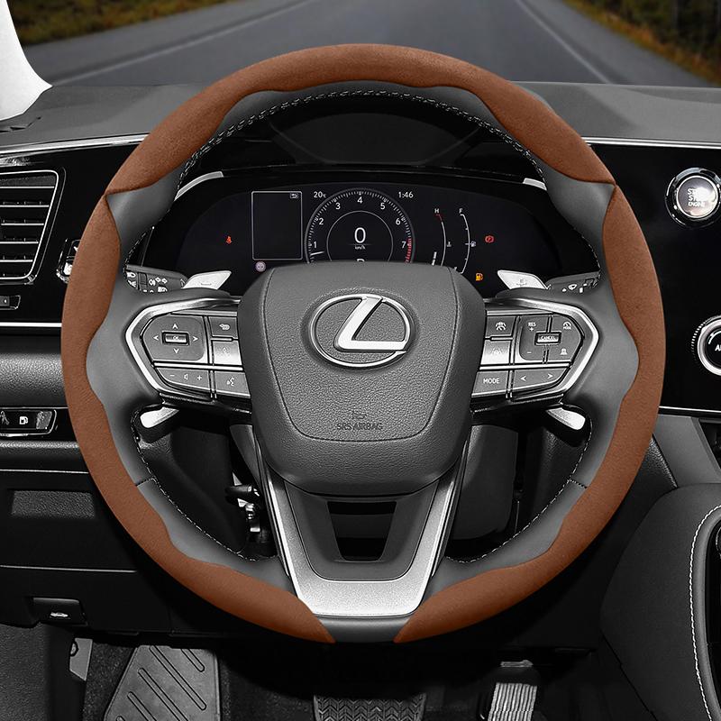 Suitable for Lexus Anti-Slip Buckle Segmented Suede Steering Wheel Cover Suitable for Is250 Ct200H Is350 Es300H Rc Is300H Rx Rx450H