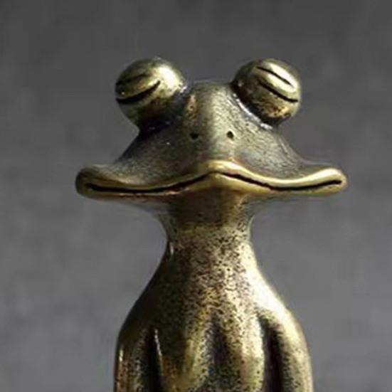 Medytacja Mgła Uchwyt na Kadzidła w Patyczkach Vintage Metal Siedząca Żaba Kadzielnica Dekoracja Ozdoba na Biurko Domowe Biuro Pokój do Jogi