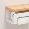 Paper Holder with Shelf Solid Wood Black White Aluminum Creative Kitchen Bathroom Toliet Paper Rack Storage Tissue Drawer Box