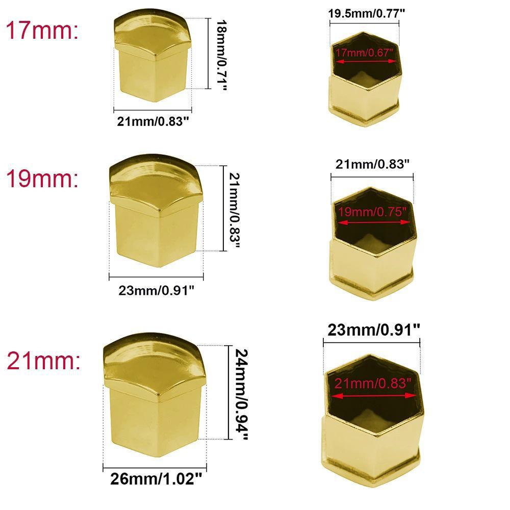 Tapa decorativa para tornillos de neumáticos de automóvil de 17 mm, 19 mm y 21 mm: cubierta protectora para cubo de rueda
