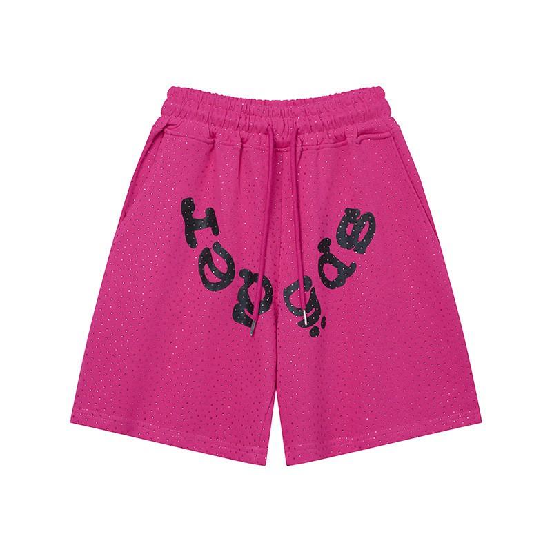 Unisex Streetwear Sparkly Rhinestone Letter Print Short Sleeve Tee Shorts Set Casual Outfit