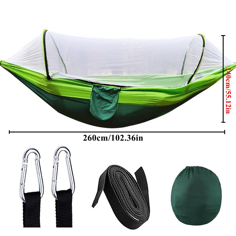 Double Persons hammock Lightweight Parachute Fabric Outdoor Hammock with Net for Camping Travel Outdoor Relaxation 260x120cm