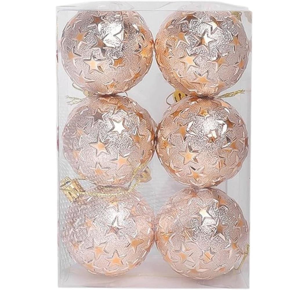 6pcs Sparkling Shatterproof Christmas, Plastic Star Tree Ornaments Hanging Pendants for Xmas Tree Home Party Festival Decoration