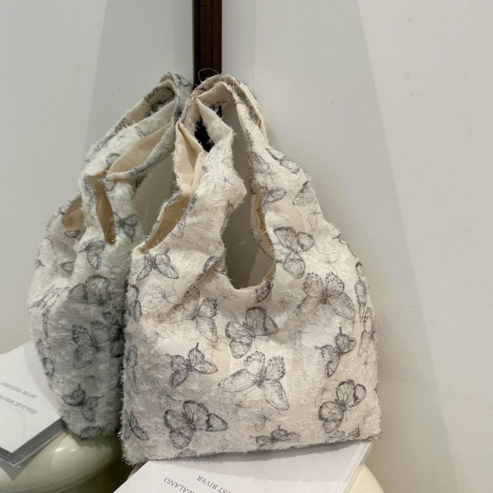 Retro Nadruk Motyla Damska Torba na Ramię Słodka Koronka Damskie Torby na Zakupy Moda Płótno Damska Torba Kamizelka Torby Tote Torebka