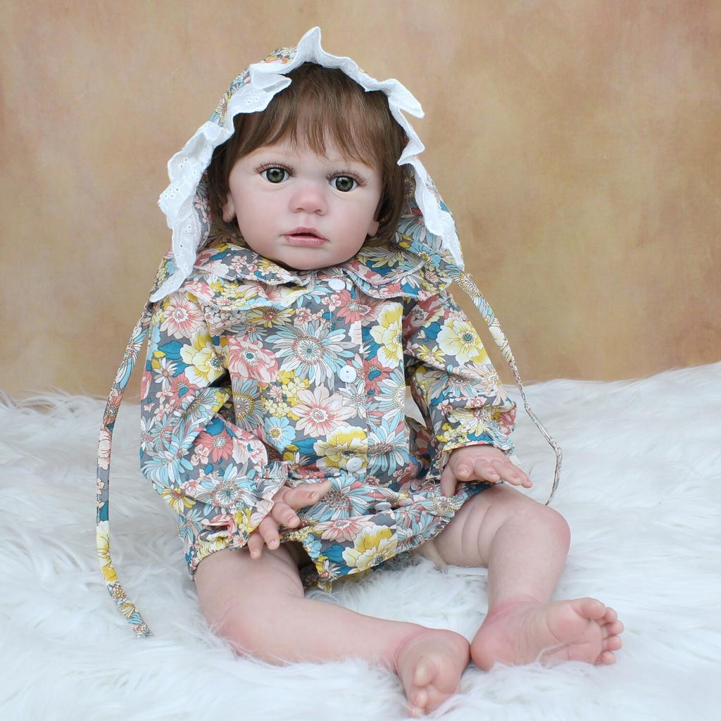 BZDOLL 60 CM 3D-Paint Skin Silicone Reborn Toddler Baby Doll For Girl Cloth Body Toy Realistic Like Real Princess Alive Bebe Dress Up