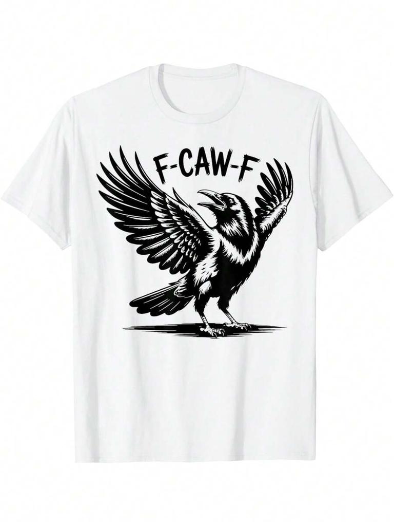 Funny F Caw F Raven Crow Graphic Unisex T-Shirt - With Raven & F-CAWF Lettering