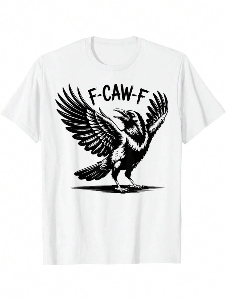 

Funny F Caw F Raven Crow Graphic Unisex T-Shirt - With Raven & F-CAWF Lettering L