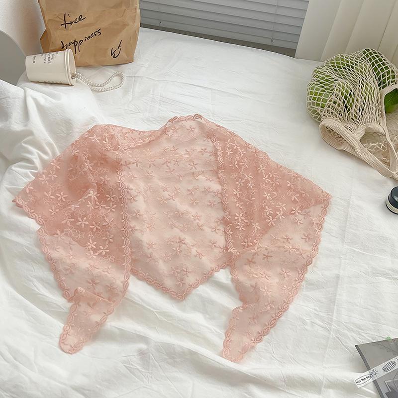Summer Lace Triangular Scarf Sweet Leaf Scarf for Women Travel Photography Headscarf