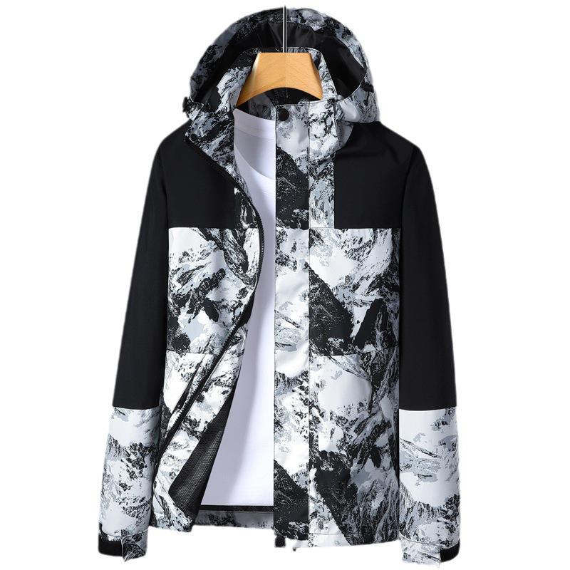 Autumn Waterproof Windproof Hooded Jacket - Unisex Color Block Thin Mountaineering Outerwear