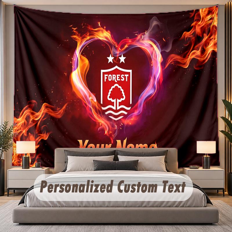 Custom Name Text Tapestry Nottingham Forest Personalized Polyester Wall Tapestry For Bedroom And Room
