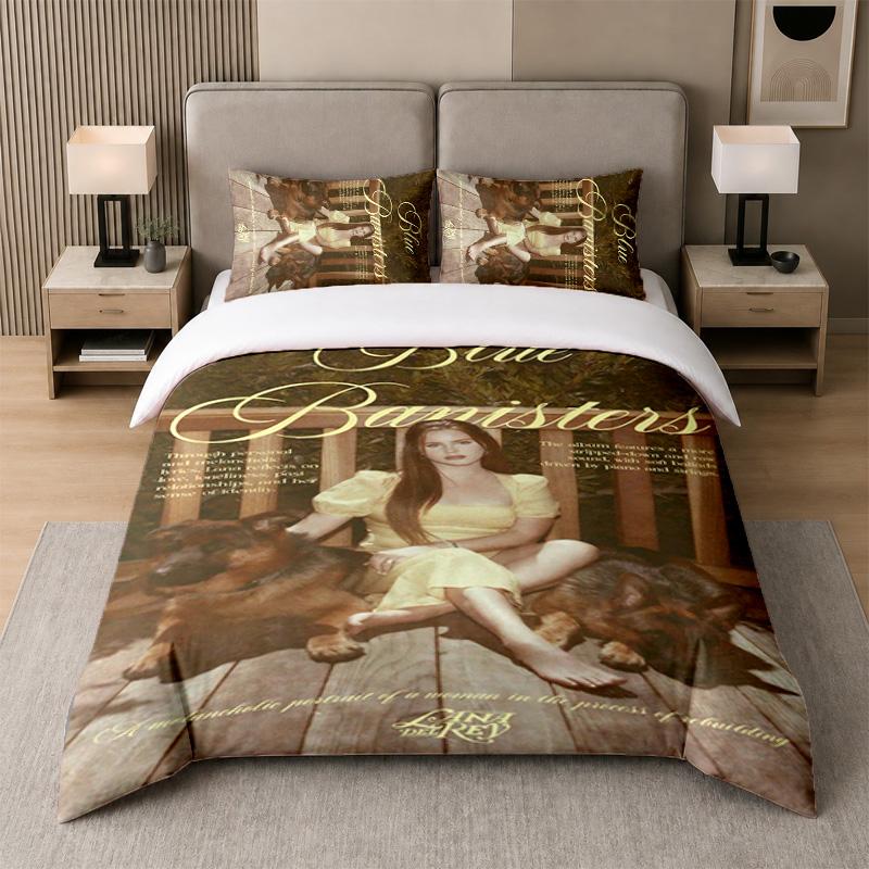 Set Biancheria da Letto 3 Pezzi, Lana Del Rey 1 Copripiumino e 2 Federe, Decorazione Biancheria da Letto Stampata per Camera degli Ospiti