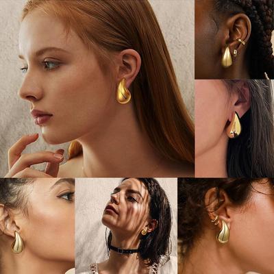 Hollow Water Drop Earrings Gold Glossy Lightweight Earrings High-end Earrings