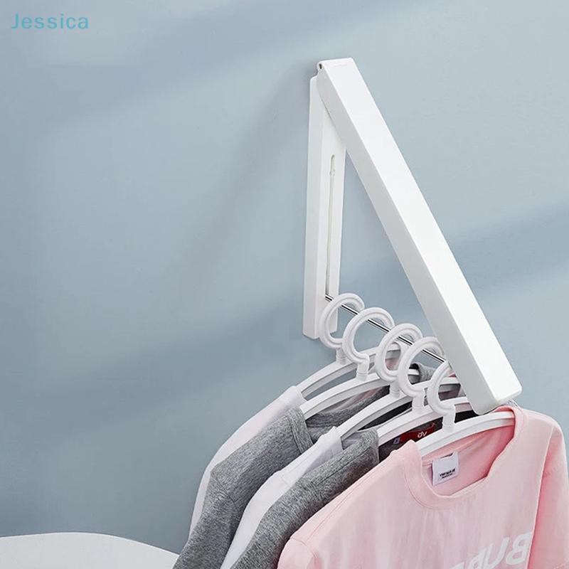 Foldable Wall-Mounted Clothes Hanger Rack - Space-Saving Aluminum Folding Hook Organizer for Bathroom,Bedroom & Laundry Room