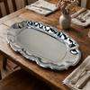 Wavy Edge Vintage Display Tray Mirror Face Dessert Storage Plate Embossed Cake Tray  Household Use