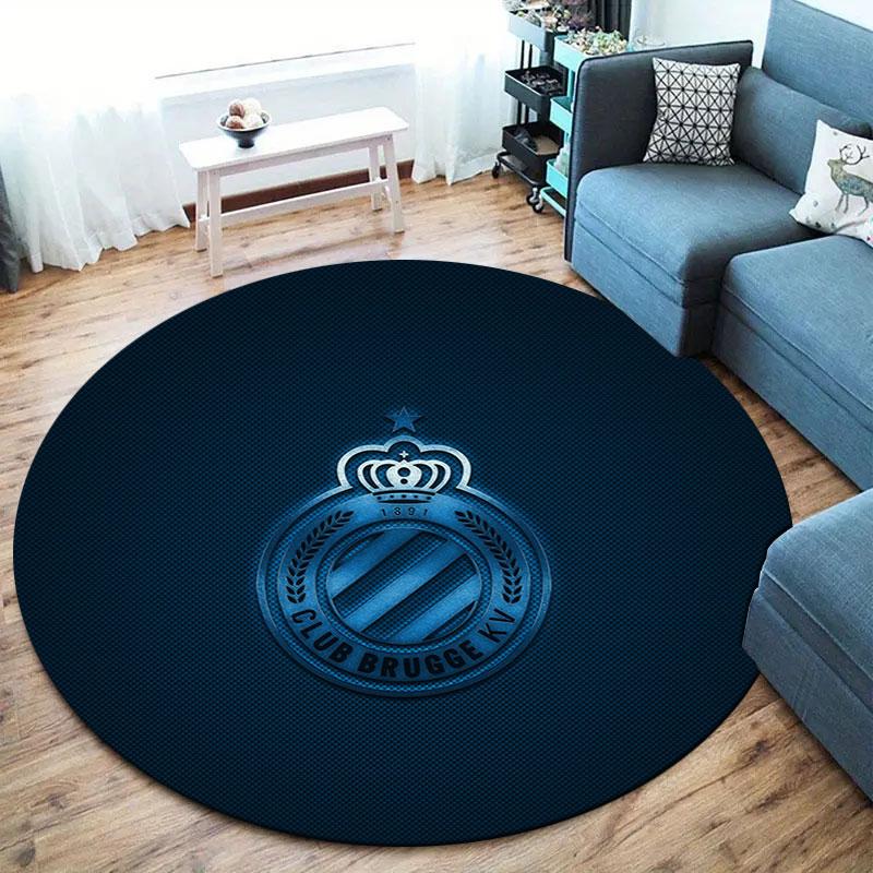 Club Brugge KV Round Area Rug,Carpet Rug for Living Room Bedroom Sofa Playroom Decor,Non-slip Floor Mat