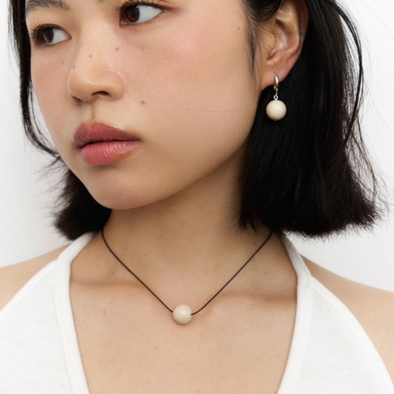 

geegee [silver925] beige ball drop earring silver