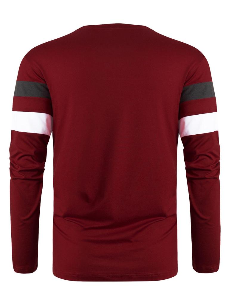 Men's Color Block Casual Round Neck Long Sleeve Sports T-shirt