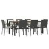 VidaXL 9-piece Garden Dining Set and Cushions Black Wicker, Dining Set, Dining Set 3157968