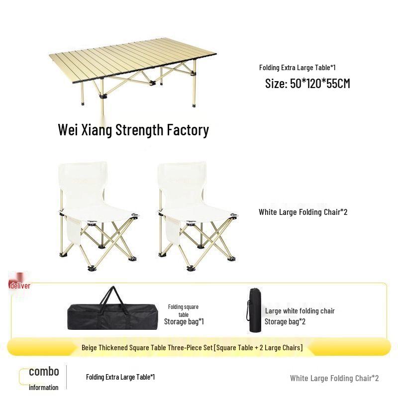 Portable Outdoor Folding Table and Chair Set - Durable Egg Roll Design for Camping, Picnics, & Fishing