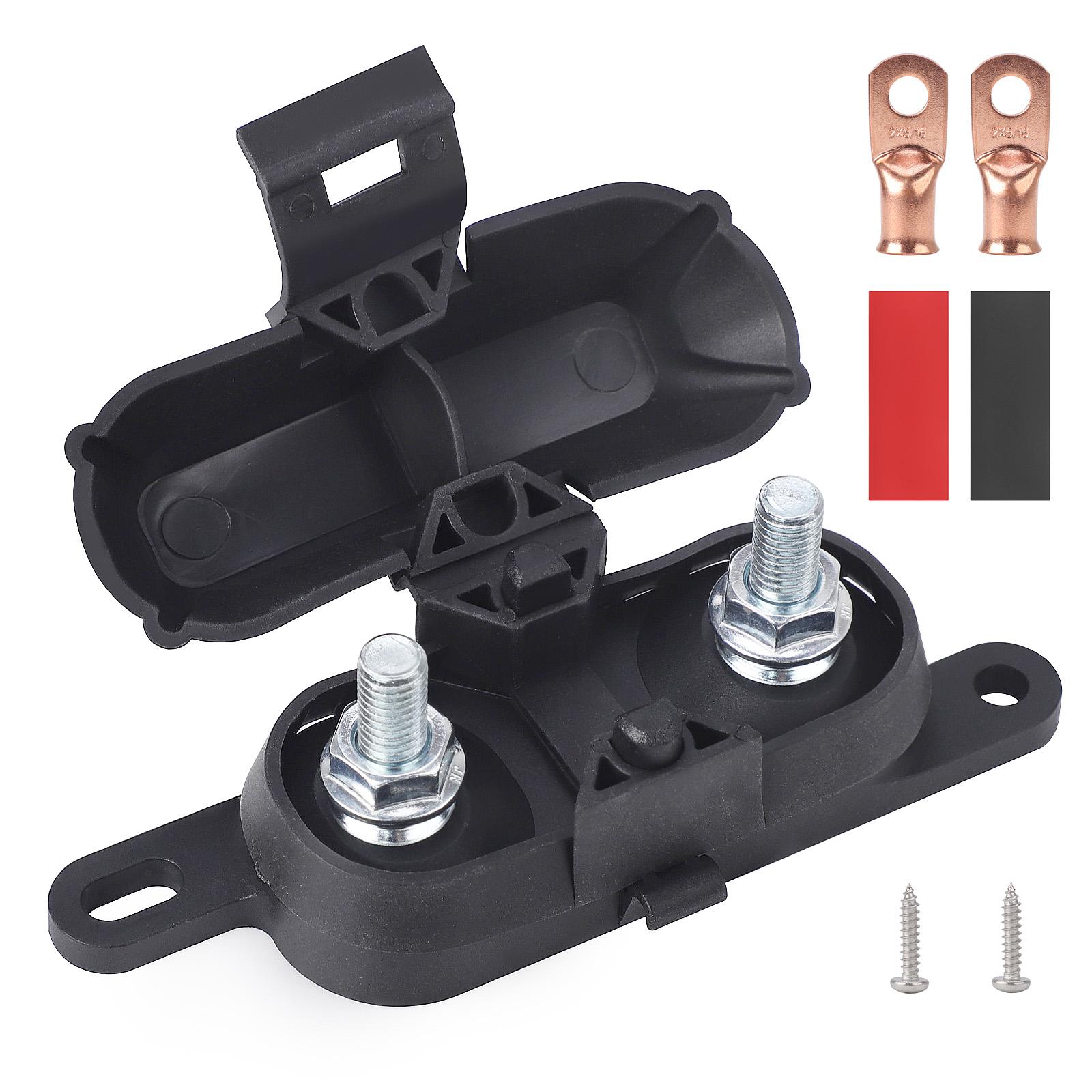 

For Car RV Boat Circuit Protector Insurance Base HMEG Fuse Block/Holder & Safe Cover For 8 to 2 AWG Stud Hight AMG Bolt On Fuse