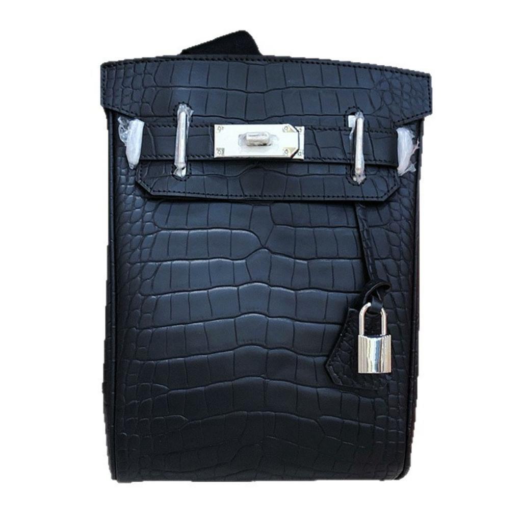 New first-layer cowhide matte crocodile pattern breast bag unisex backpack genuine leather Keli shoulder messenger bag