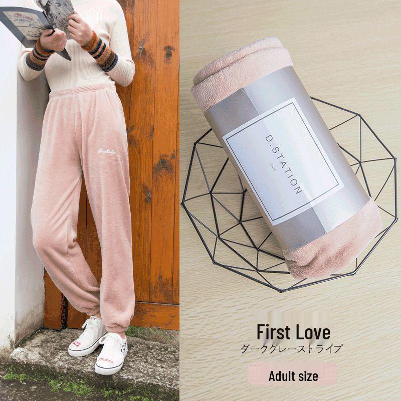 

Пушистые велюровые пижамные брюки кремового цвета: 6 цветов, плотный, стильный для осени/зимы, для ношения в помещении/на улице One Size (Approx. 80-140 lbs)