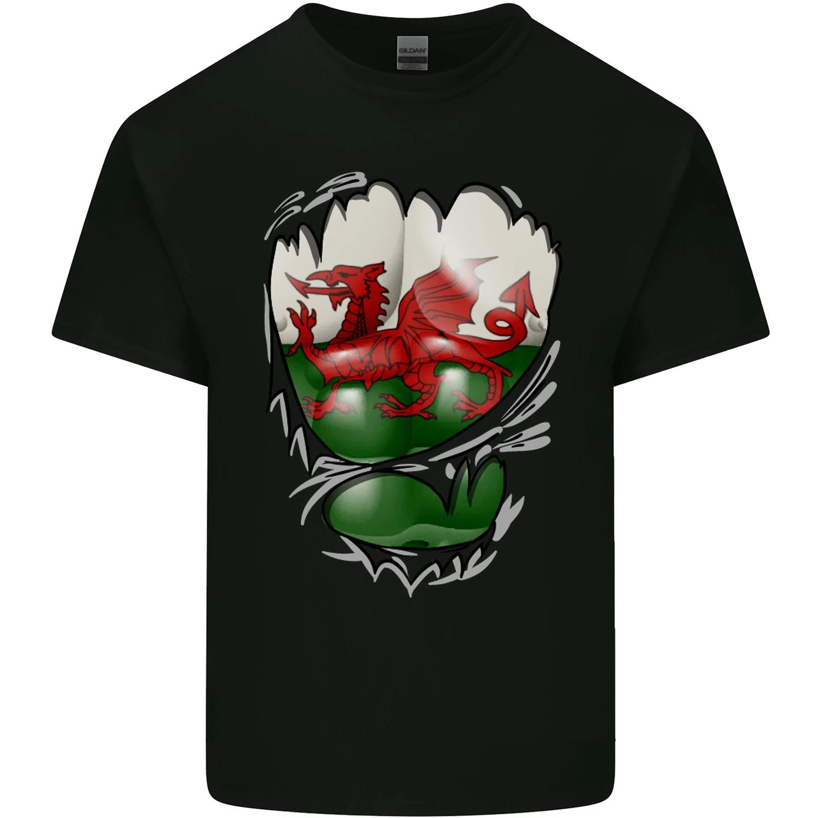 Gym The Welsh Flag Ripped Muscles Wales Kids T-Shirt Childrens 2XL