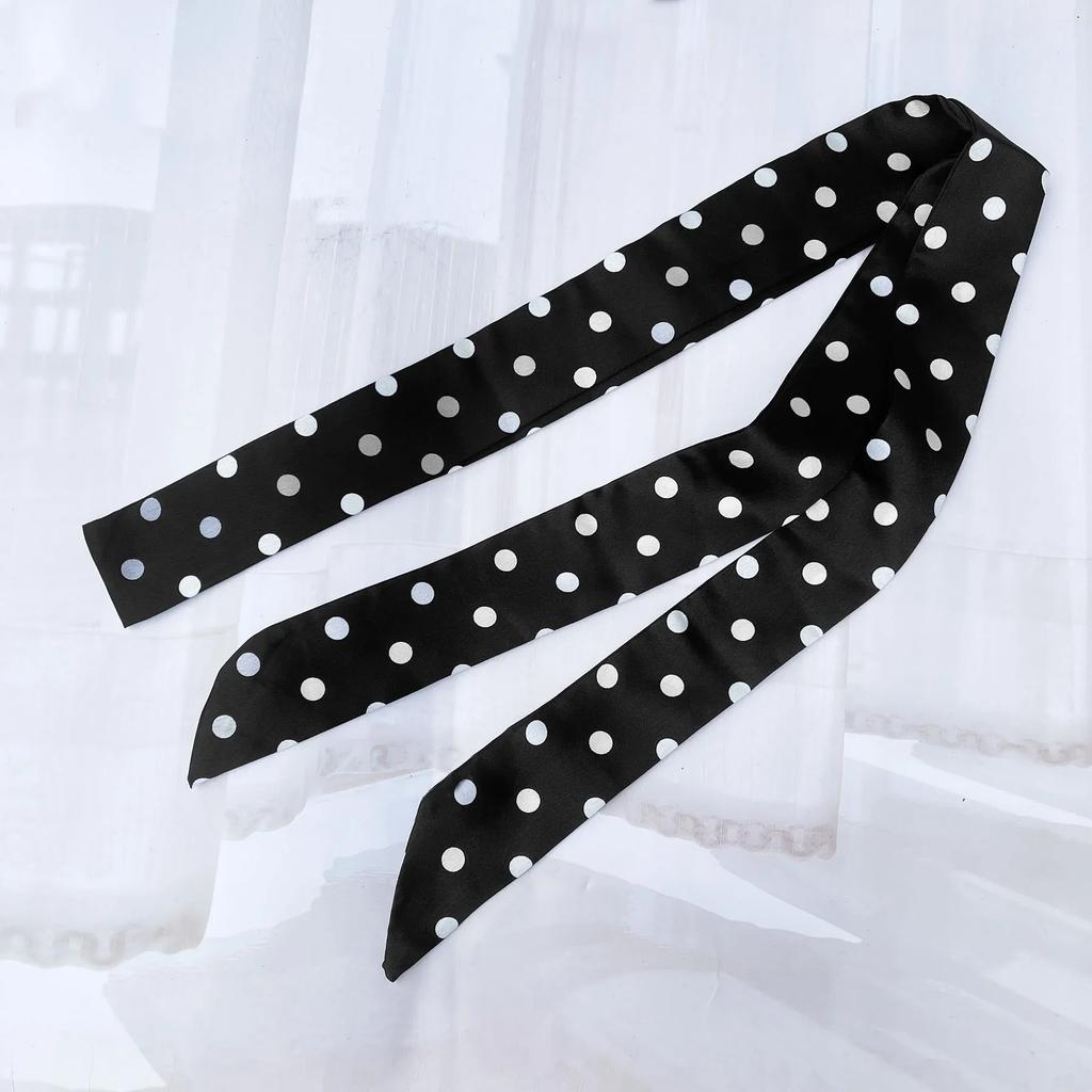 1pc Fashion Ribbon Polka Dot Scarf Printed Thin Scarf Headband Korean Style Neckerchief Long Scarves