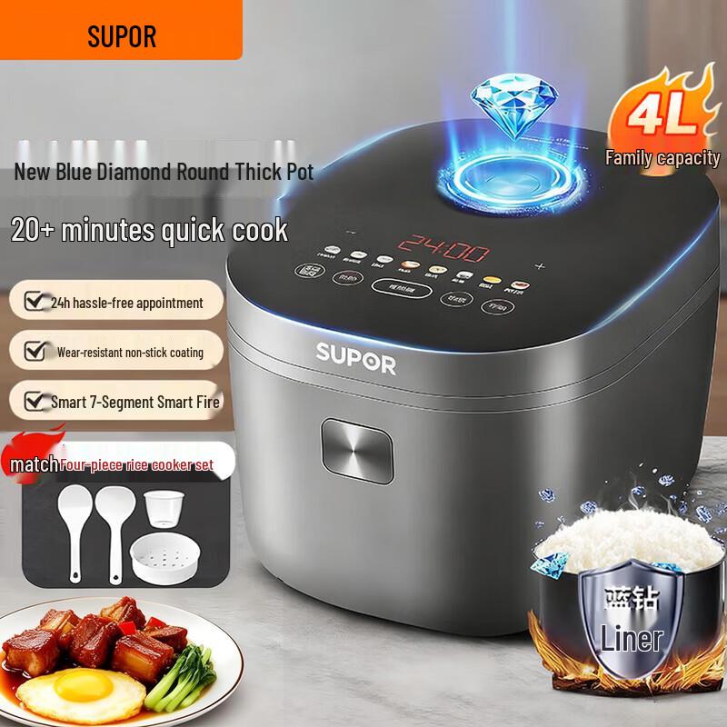 SUPOR 4L Smart Rice Cooker Blue Diamond Thick Pot